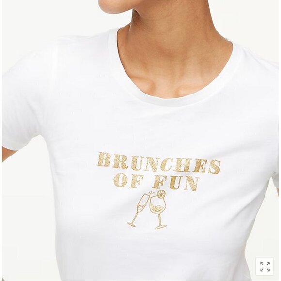 J. Crew "Brunches of Fun" Glitter Graphic Tee - Picture 1 of 5